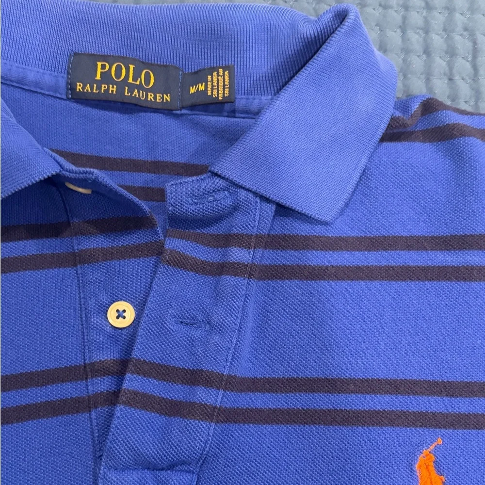 Men’s Ralph Lauren Blue and Black Polo Shirt Size M Preowned Good Condition
